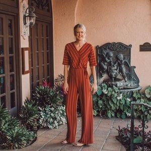Amalli Talli Vernon Striped Jumpsuit Rust